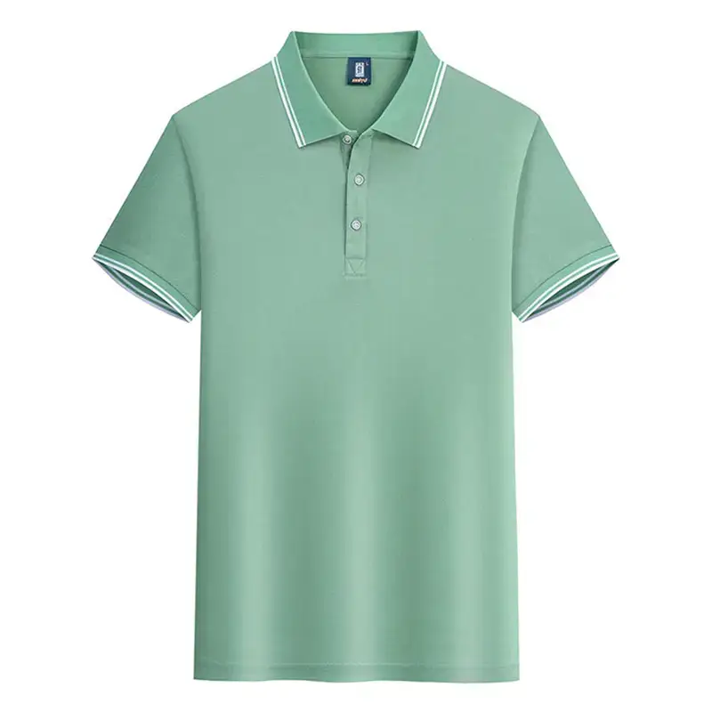 Men's White Edge Lapel T-Shirt 180g Summer - Image 6