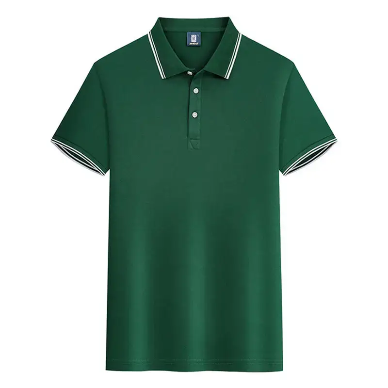 Men's White Edge Lapel T-Shirt 180g Summer - Image 8