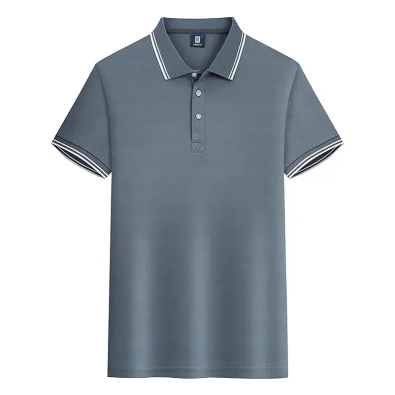 Men's White Edge Lapel T-Shirt 180g Summer - Image 9