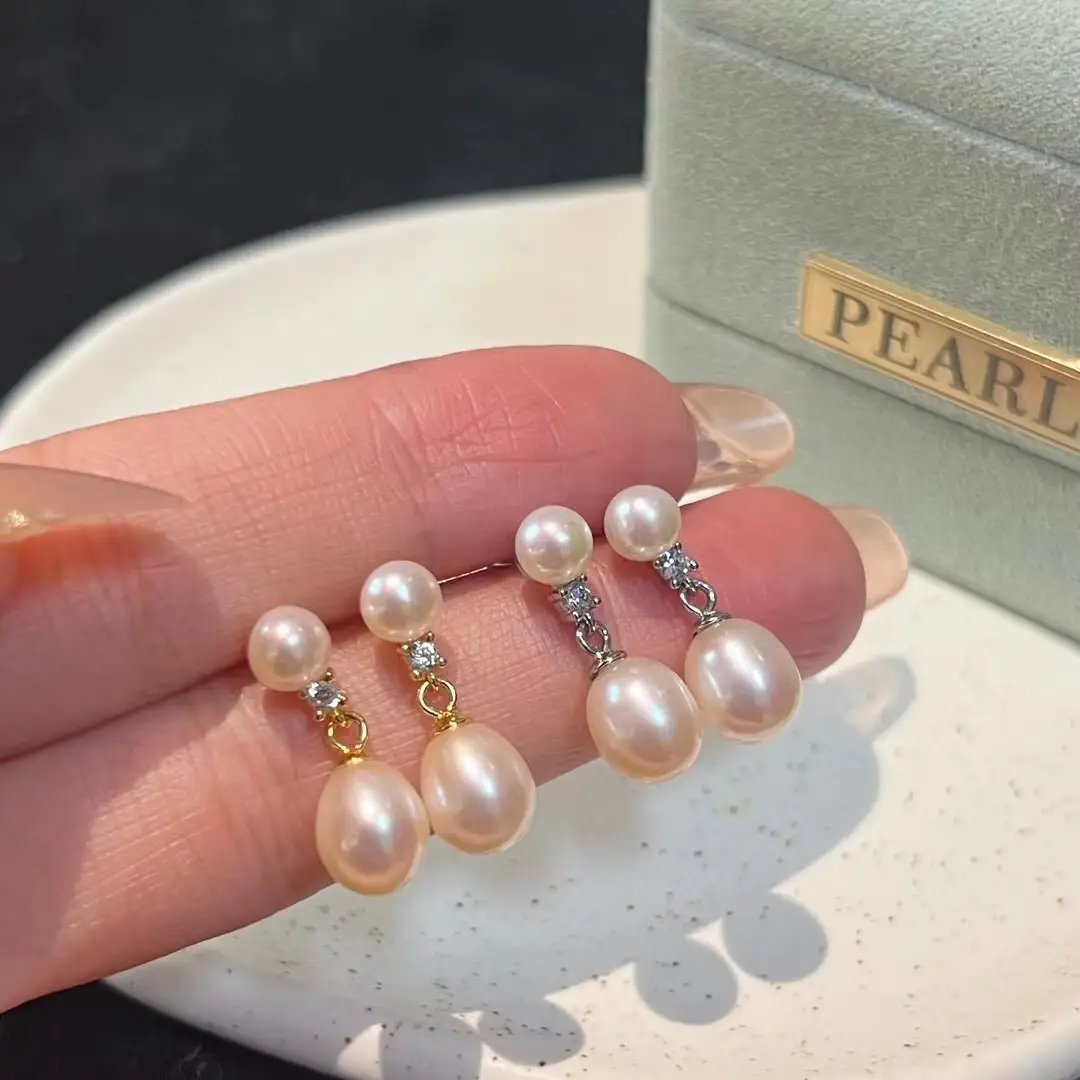 Natural Freshwater Pearl Earrings Classic Simple Joker Silver Pin Earrings - Image 6