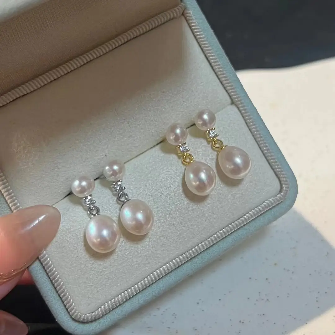 Natural Freshwater Pearl Earrings Classic Simple Joker Silver Pin Earrings - Image 2