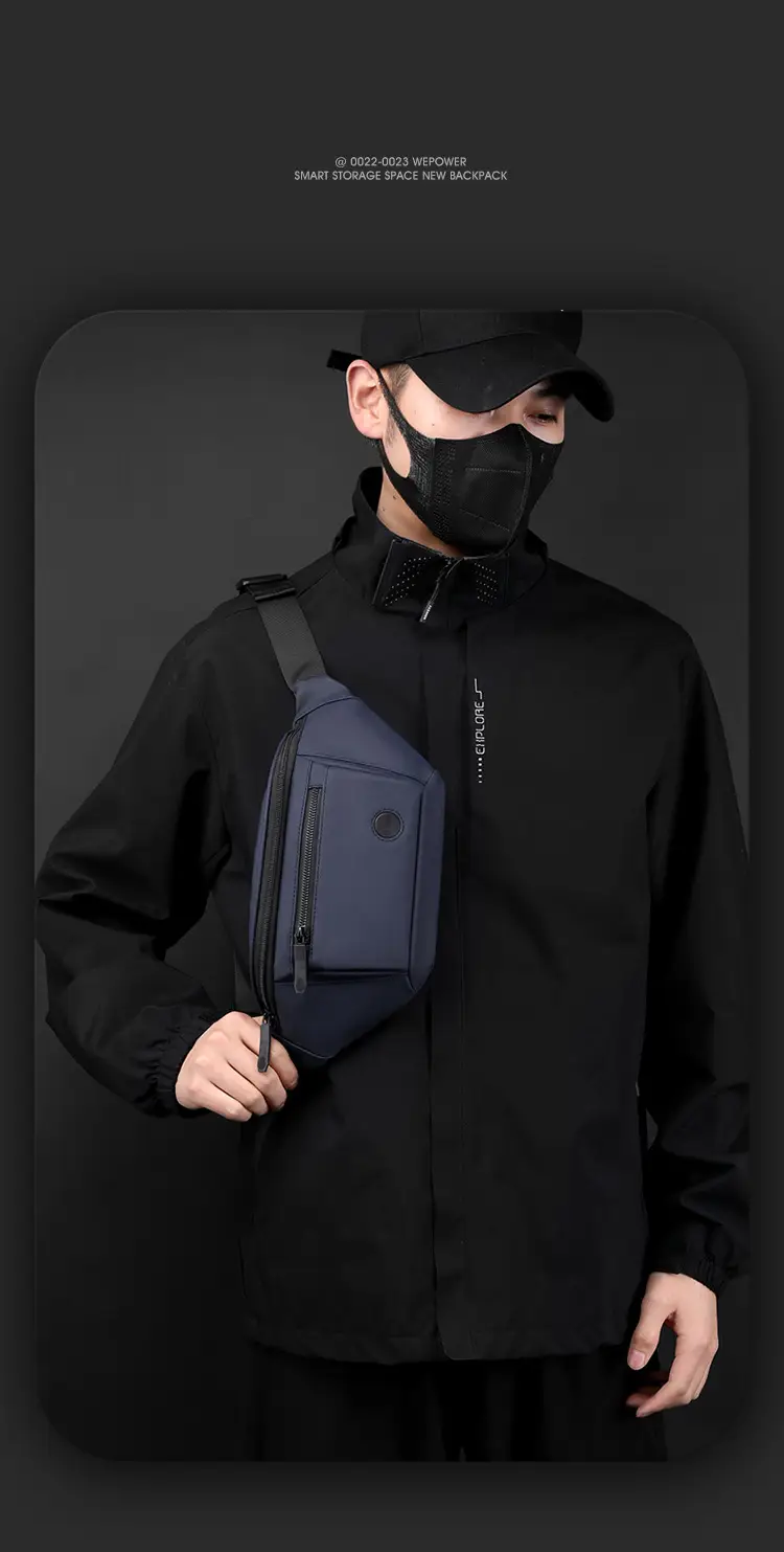 Men's Navy Blue Chest Messenger Bag All Match — feature 11