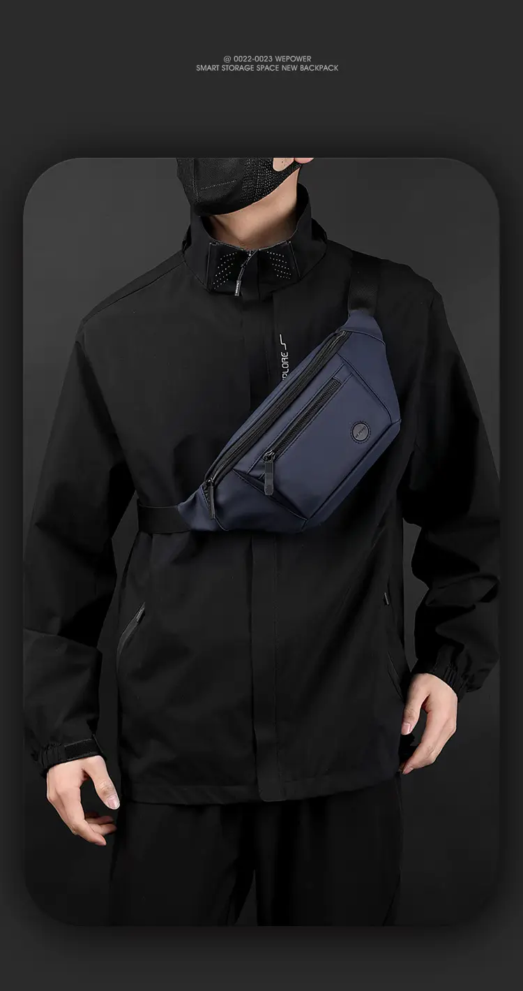 Men's Navy Blue Chest Messenger Bag All Match — feature 12