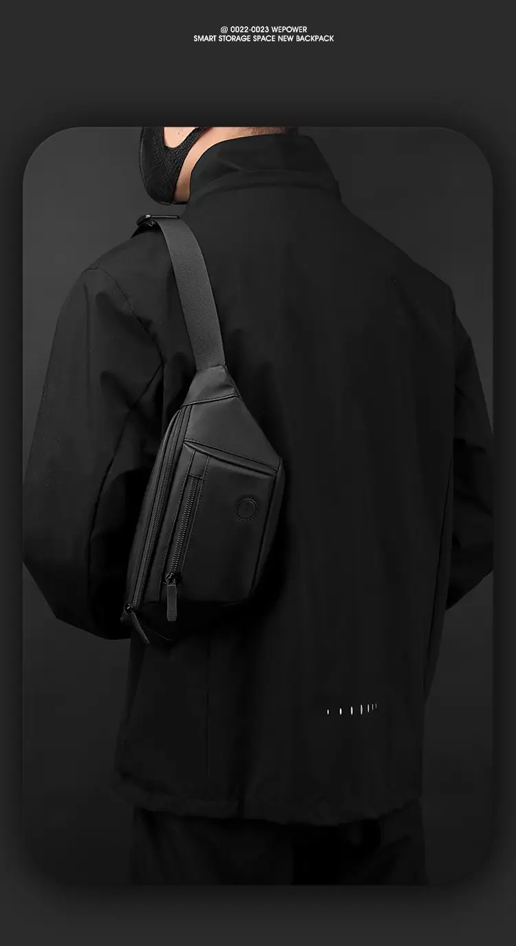 Men's Navy Blue Chest Messenger Bag All Match — feature 13