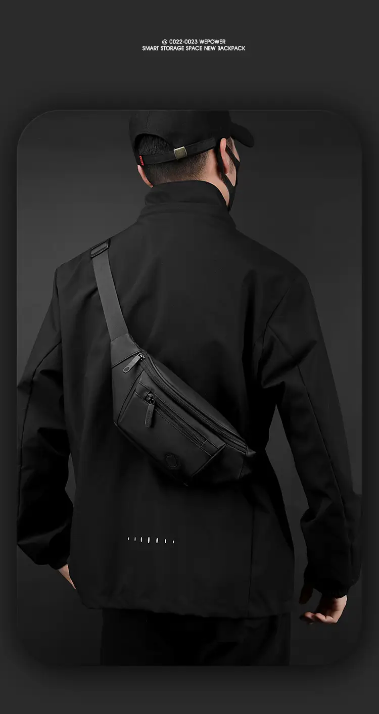 Men's Navy Blue Chest Messenger Bag All Match — feature 14