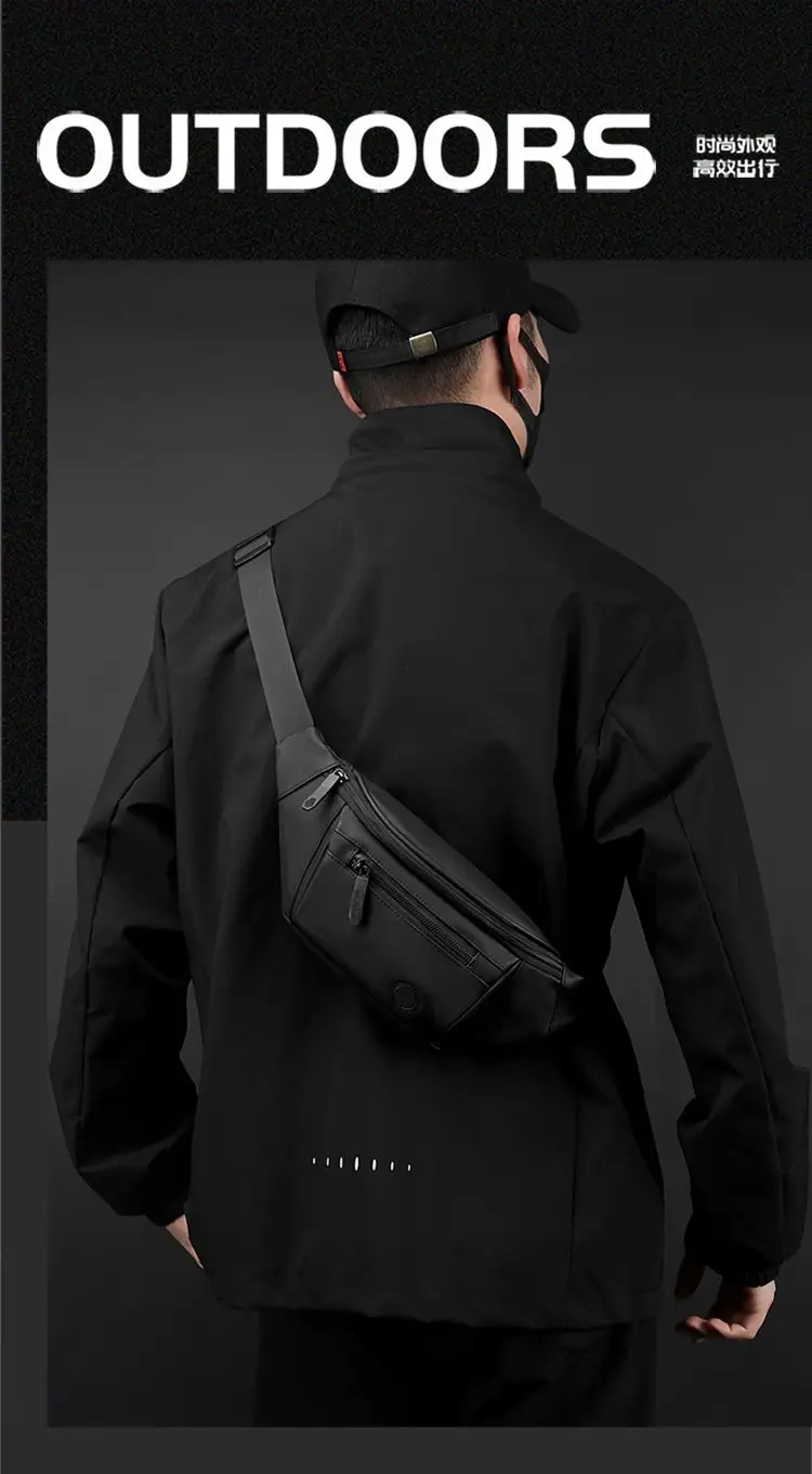 Men's Navy Blue Chest Messenger Bag All Match — feature 3