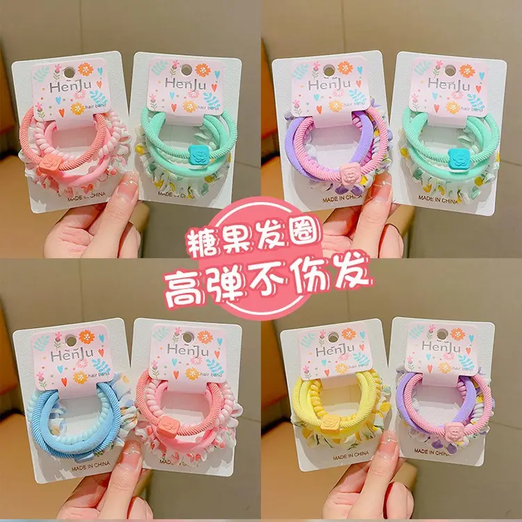 Blue Rubber Paytail Hair Ring for Girls