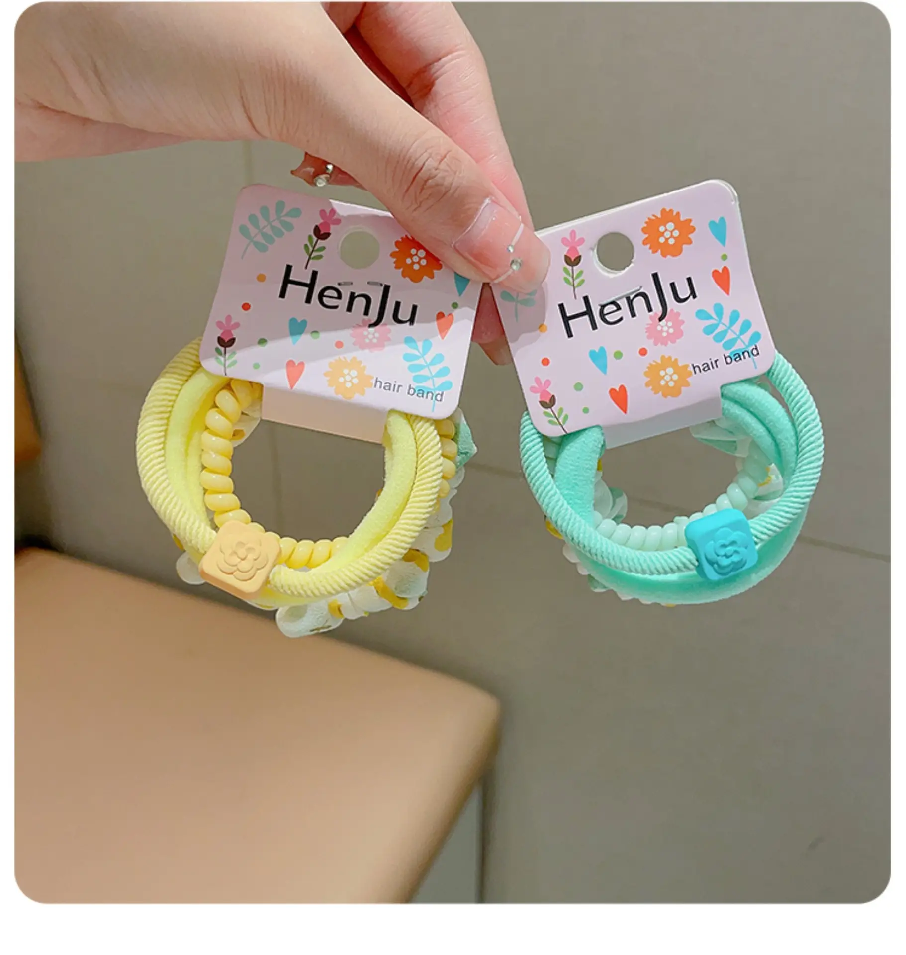 Blue Rubber Paytail Hair Ring for Girls — feature 2