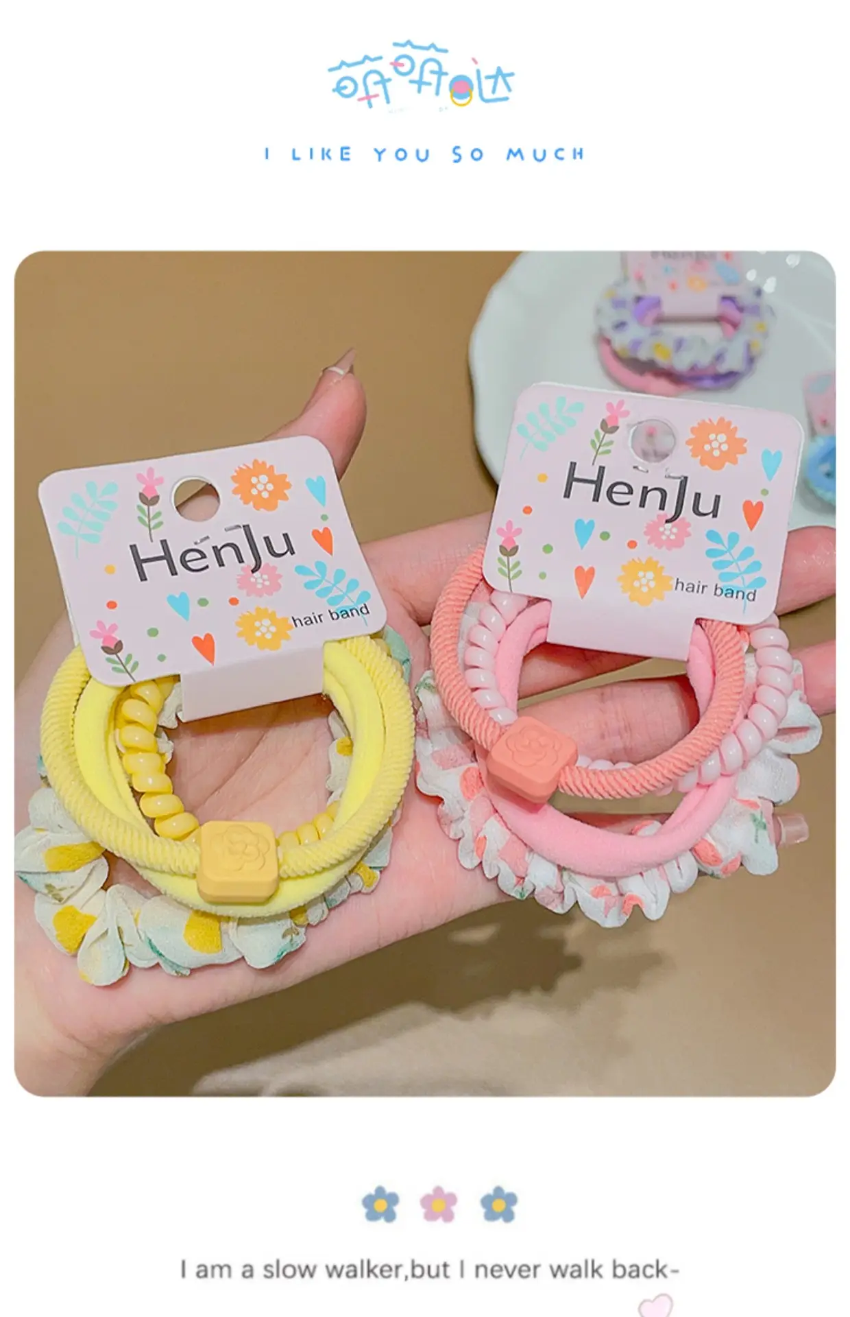 Blue Rubber Paytail Hair Ring for Girls — feature 3