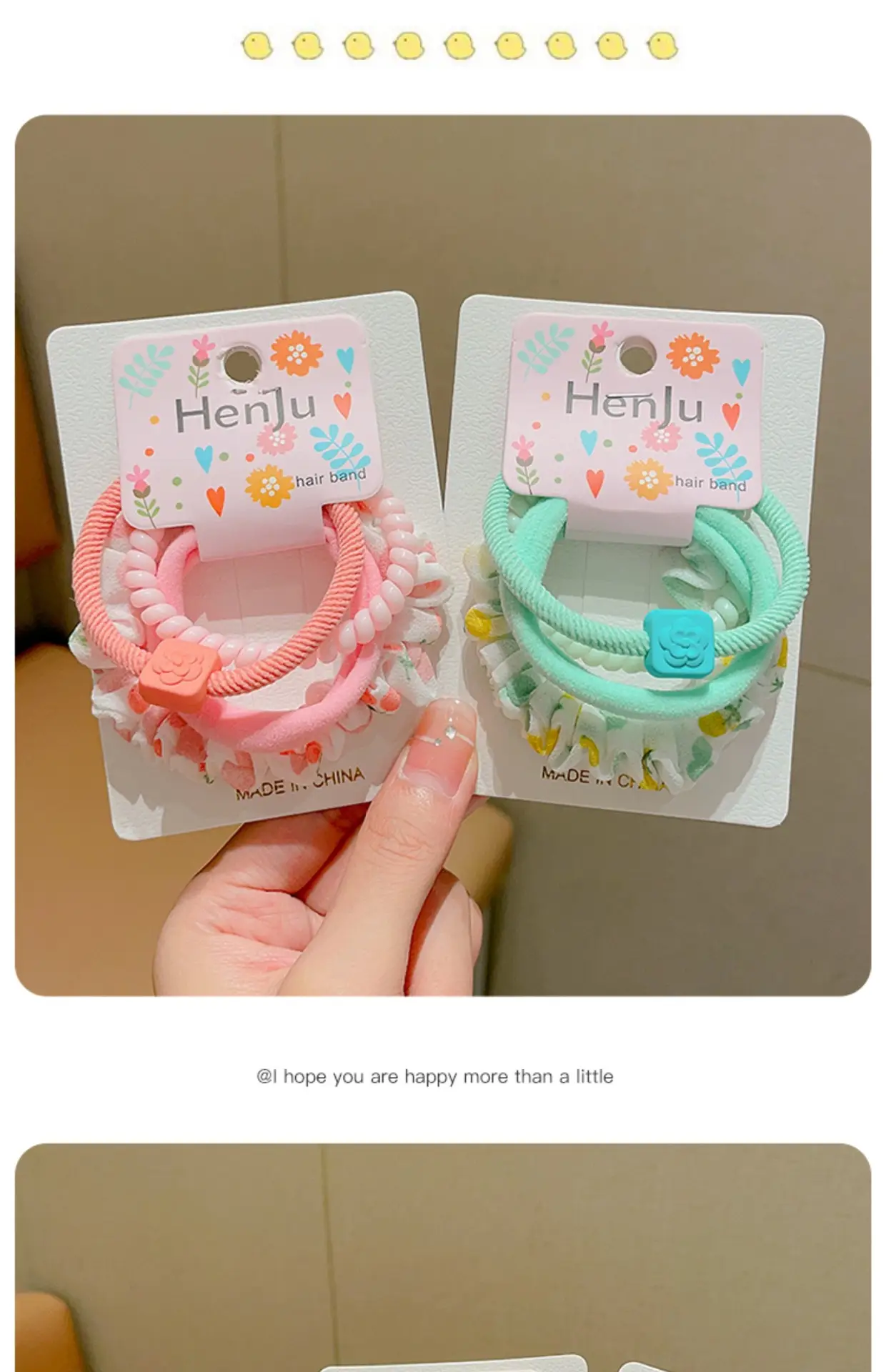 Blue Rubber Paytail Hair Ring for Girls — feature 5