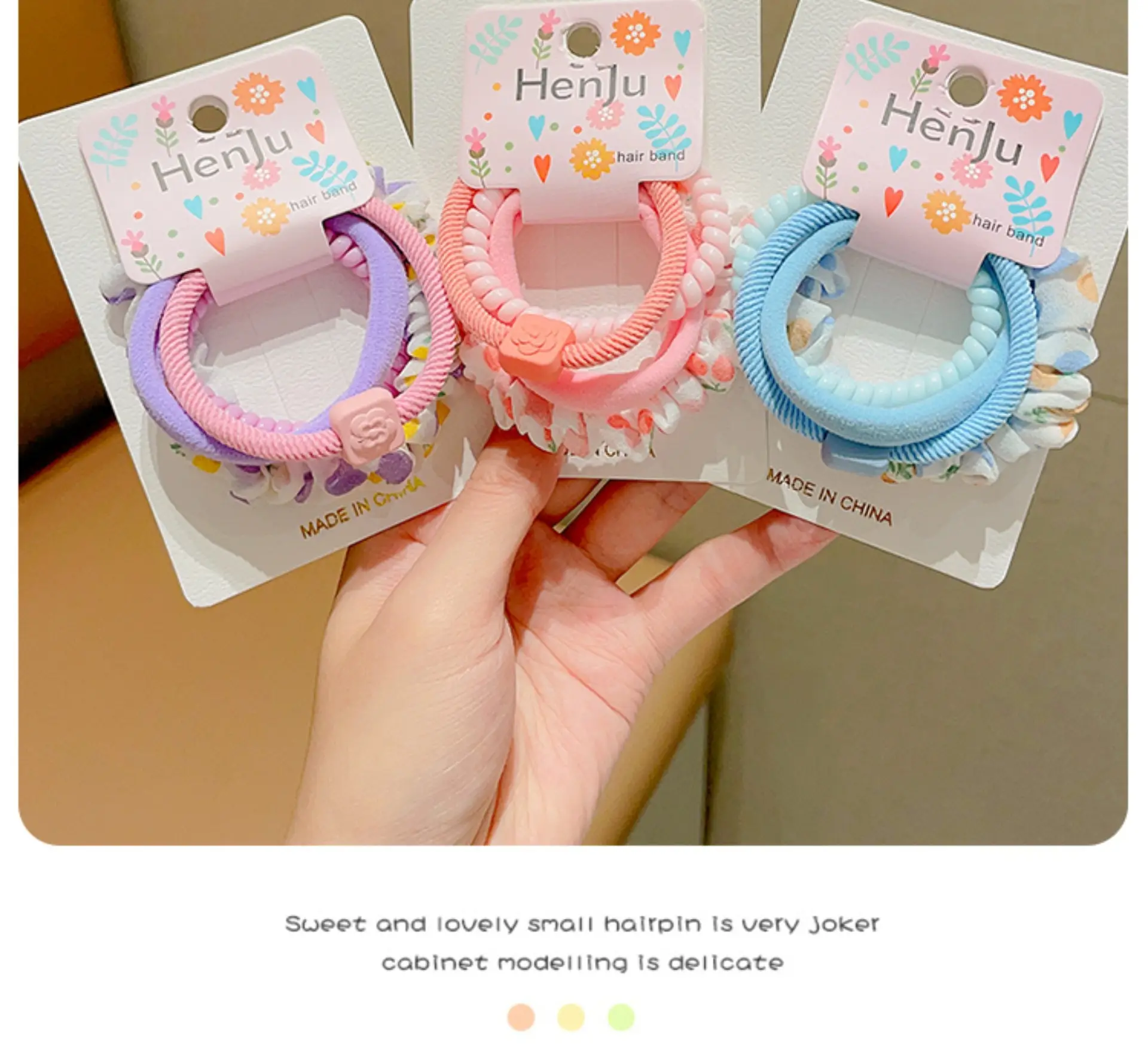 Blue Rubber Paytail Hair Ring for Girls — feature 6