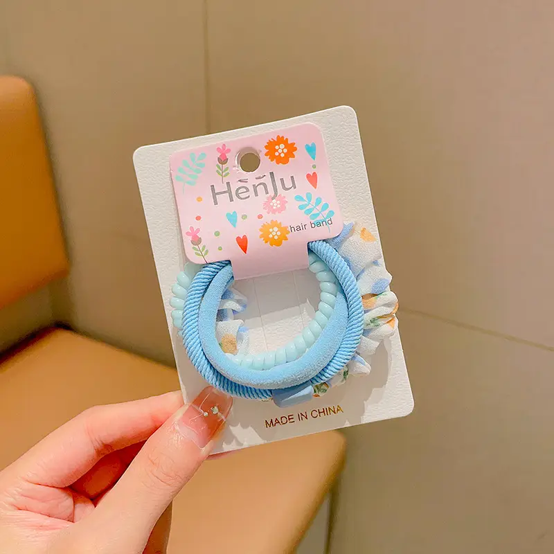 Blue Rubber Paytail Hair Ring for Girls
