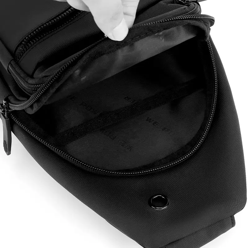 Men's Navy Blue Crossbody Bag with 3 Zippers - Image 8