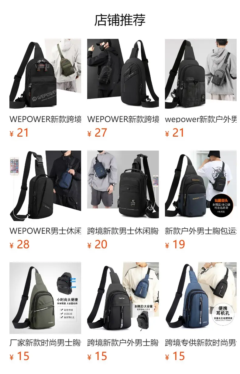 Men's Navy Blue Crossbody Bag with 3 Zippers — feature 1