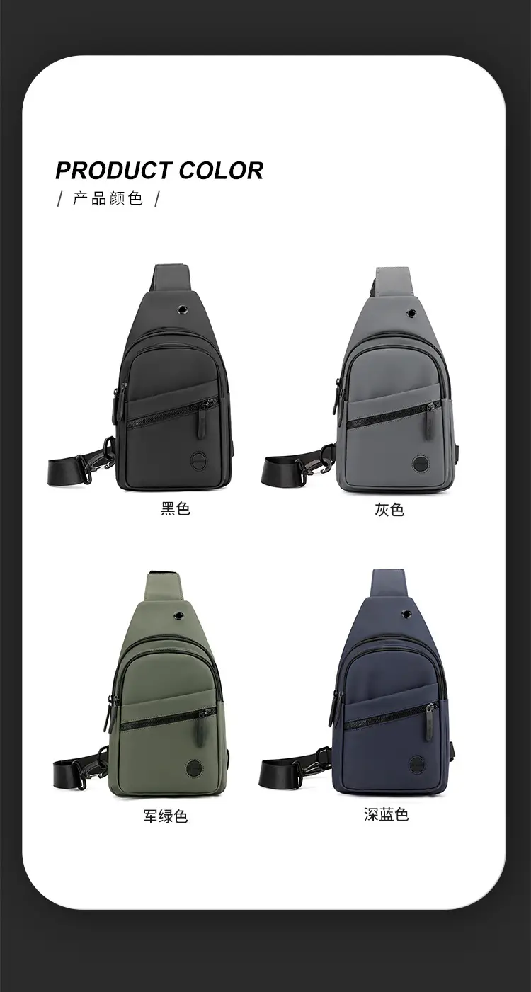 Men's Navy Blue Crossbody Bag with 3 Zippers — feature 17