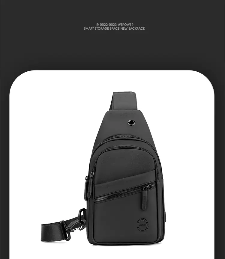 Men's Navy Blue Crossbody Bag with 3 Zippers — feature 24