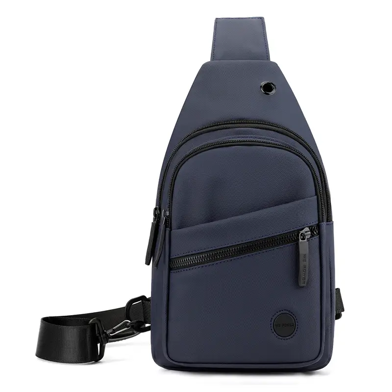 Men's Navy Blue Crossbody Bag with 3 Zippers - Image 3