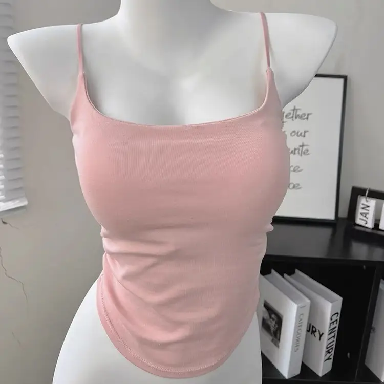 Pure desire versatile small sling design pleated sexy camisole women's inner and outer wear slimming top with chest pad