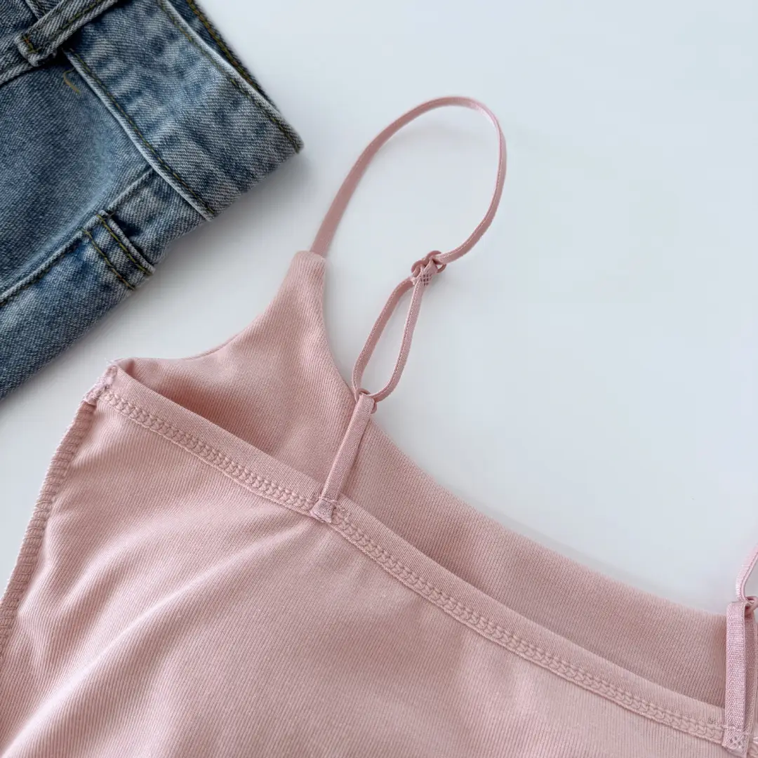 Pure desire versatile small sling design pleated sexy camisole women's inner and outer wear slimming top with chest pad — feature 22