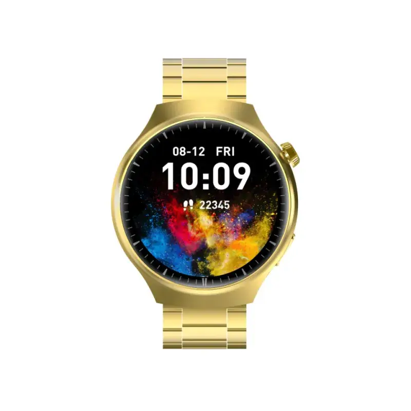 HiWatch Ultra GS Smart Watch Gold Leather Strap - Image 2