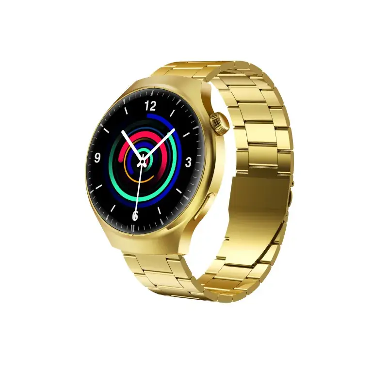 HiWatch Ultra GS Smart Watch Gold Leather Strap - Image 4