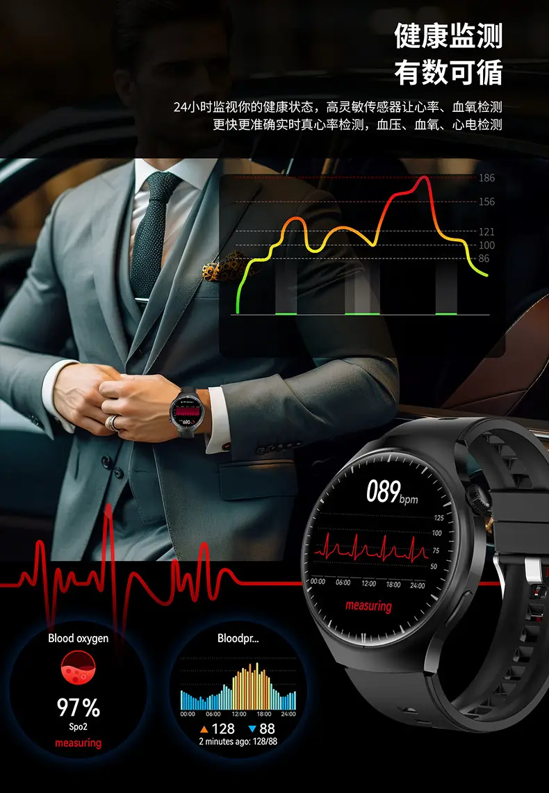 HiWatch Ultra GS Smart Watch Gold Leather Strap — feature 16
