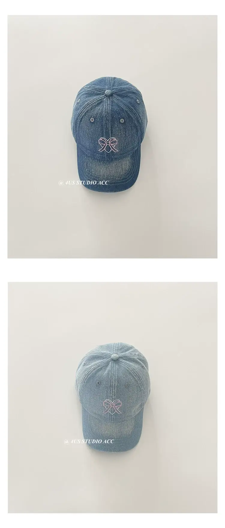 Women Denim Bow Cap Set Blue Black Wide Brim — feature 4