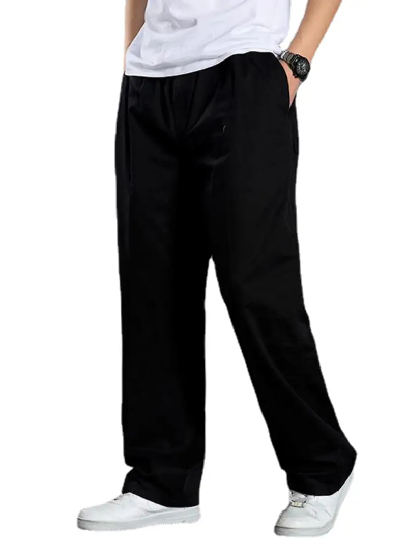 Spring Men Cotton Loose Pants Gray Oversized Casual - Image 42
