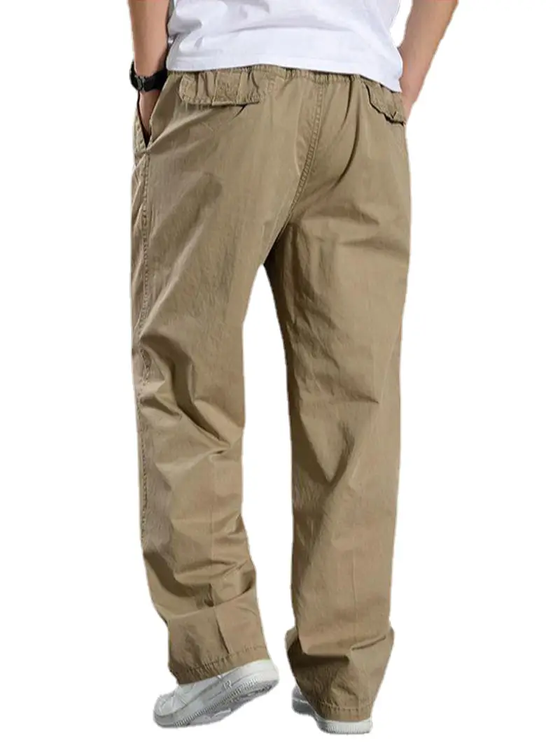 Spring Men Cotton Loose Pants Gray Oversized Casual - Image 43