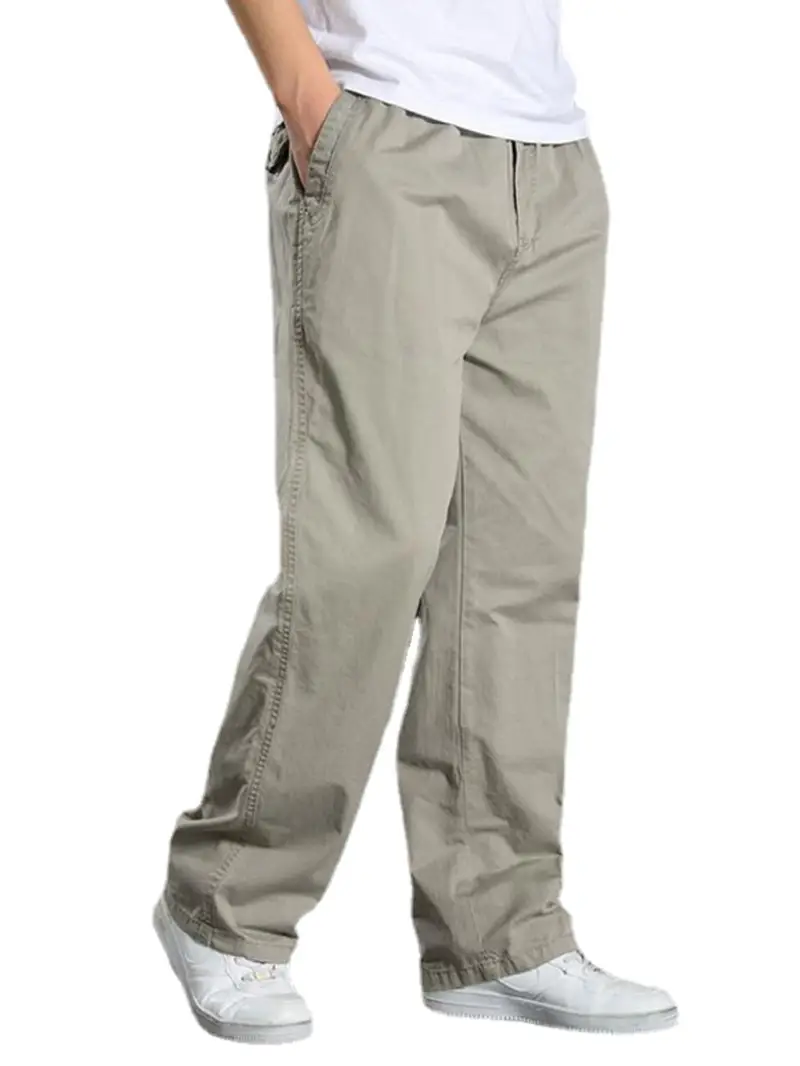 Spring Men Cotton Loose Pants Gray Oversized Casual - Image 45