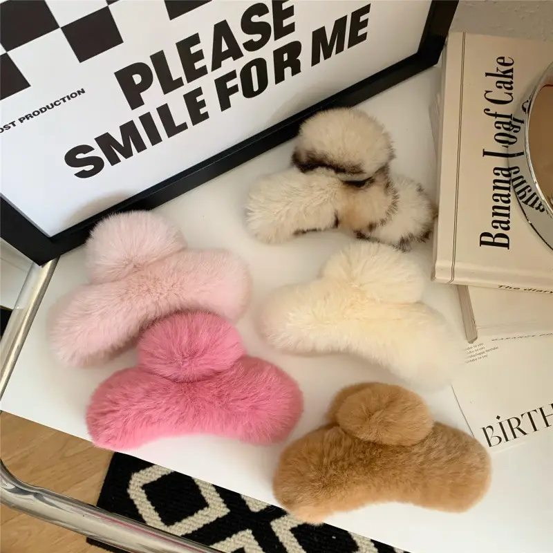 Plush Fur Hair Clips for Women Autumn Winter - Image 12