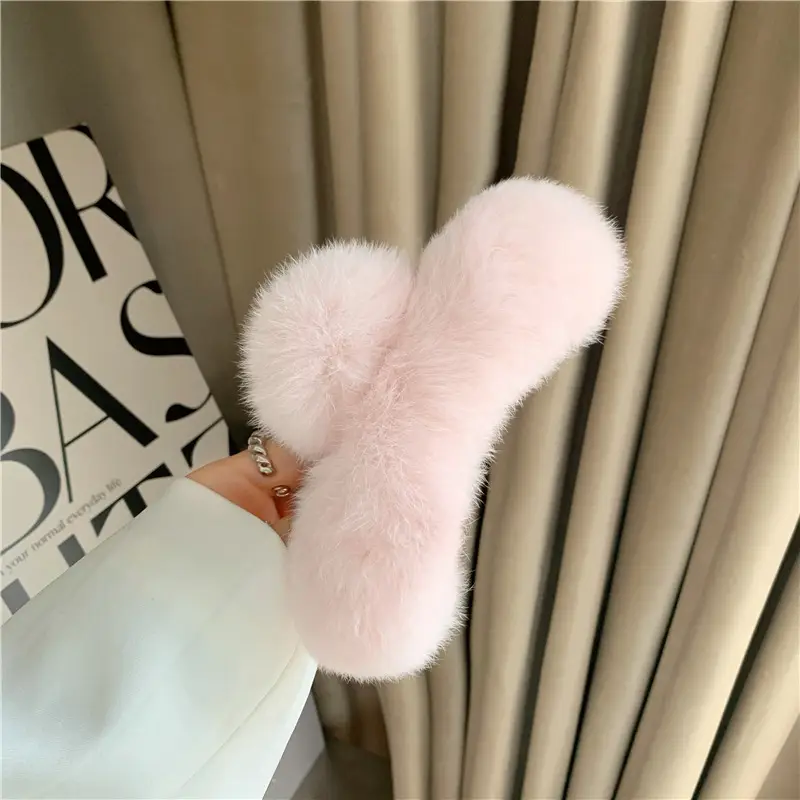 Plush Fur Hair Clips for Women Autumn Winter - Image 2