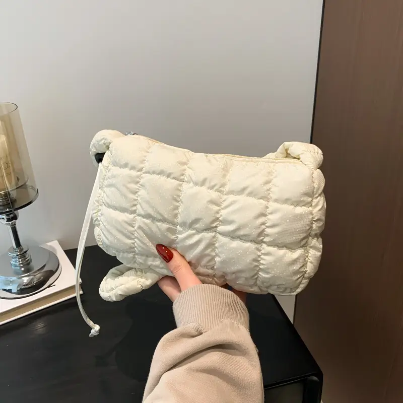 Grey Pleated Shoulder Bag for Women 2024 Spring - Image 5