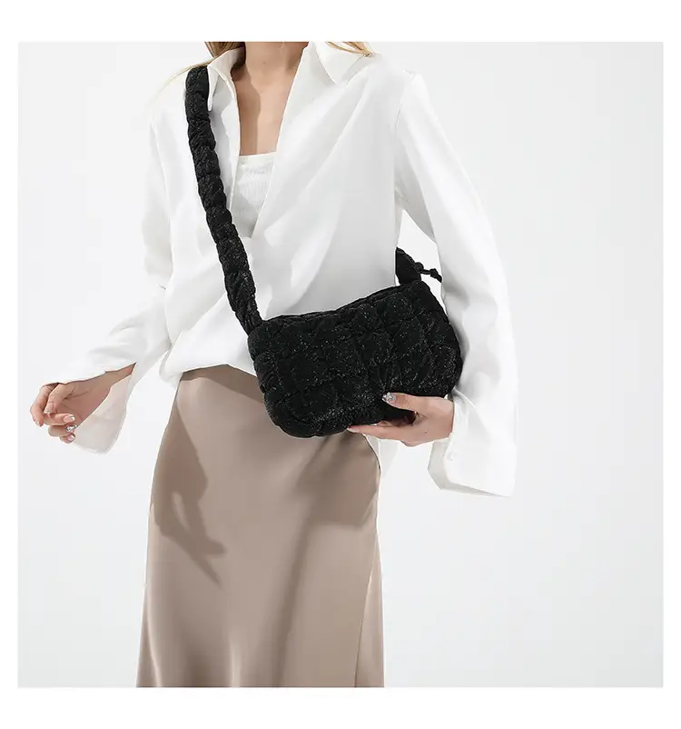 Grey Pleated Shoulder Bag for Women 2024 Spring — feature 11