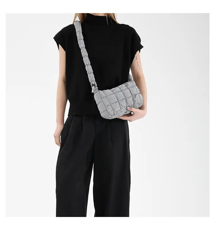 Grey Pleated Shoulder Bag for Women 2024 Spring — feature 15