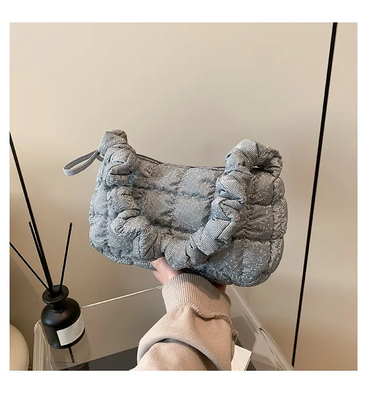 Grey Pleated Shoulder Bag for Women 2024 Spring — feature 26