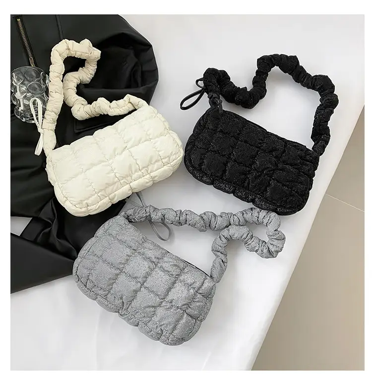 Grey Pleated Shoulder Bag for Women 2024 Spring — feature 27