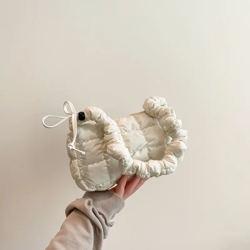 Grey Pleated Shoulder Bag for Women 2024 Spring - Image 2