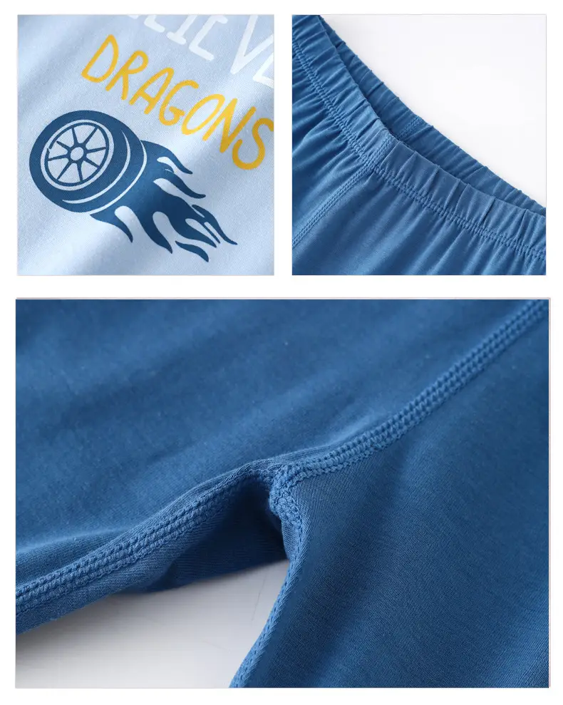Children's Blue White Cartoon Pajamas Set for Boys — feature 13