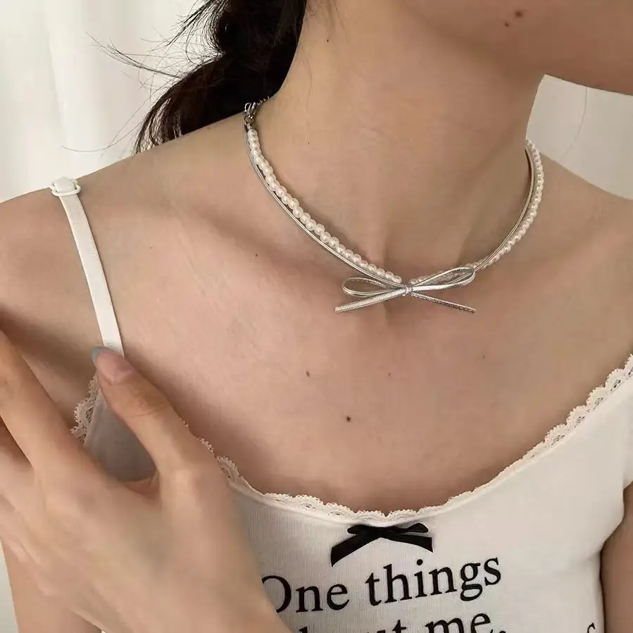 French Style Pearl Bow Necklace for Women — feature 20