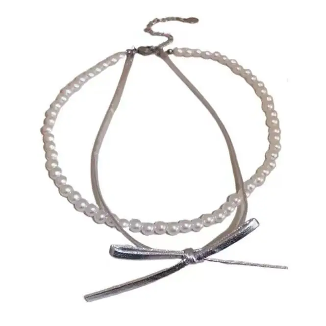 French Style Pearl Bow Necklace for Women — feature 22