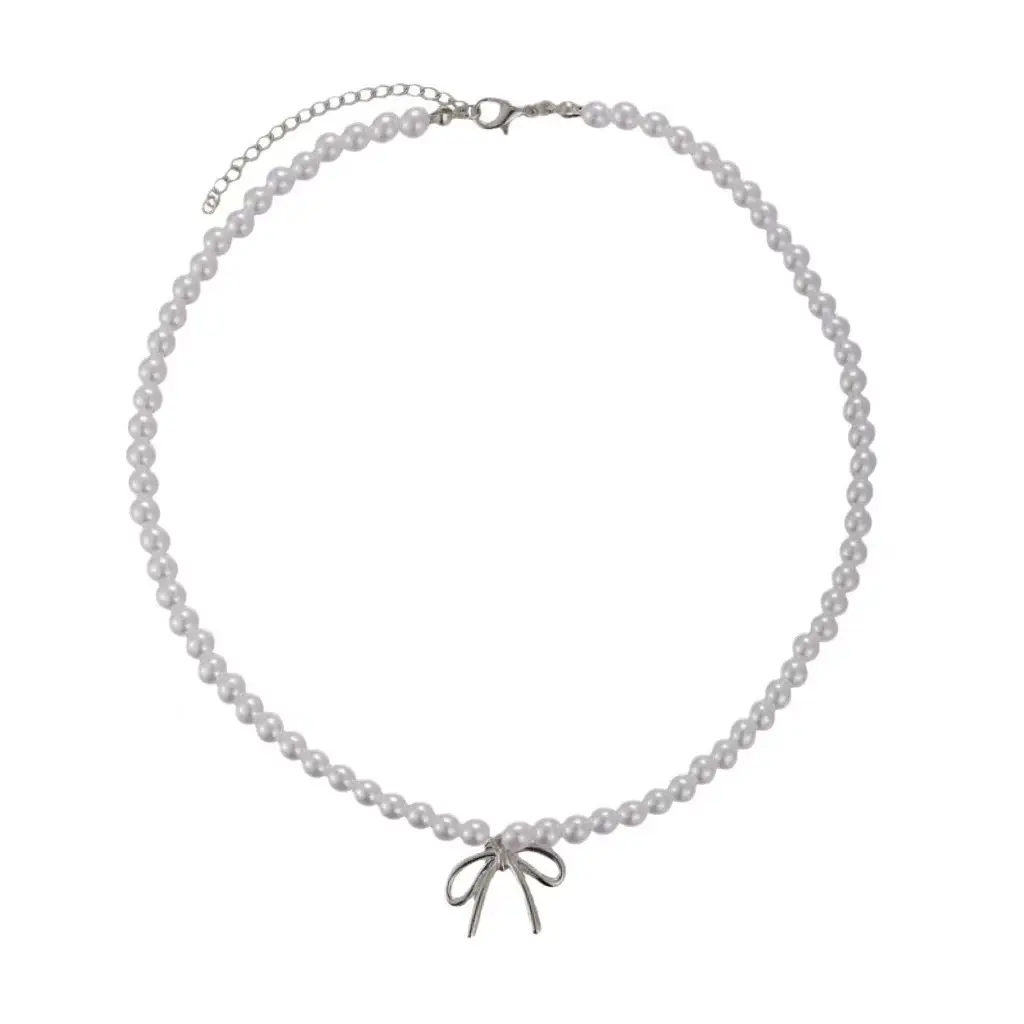 French Style Pearl Bow Necklace for Women — feature 27
