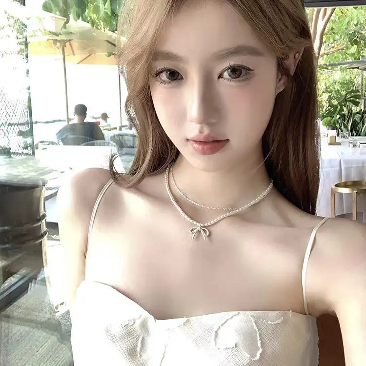 French Style Pearl Bow Necklace for Women — feature 45