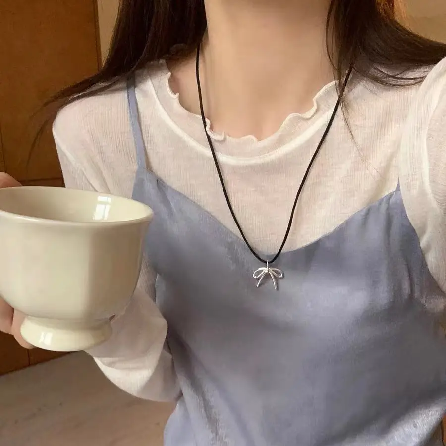 French Style Pearl Bow Necklace for Women — feature 47