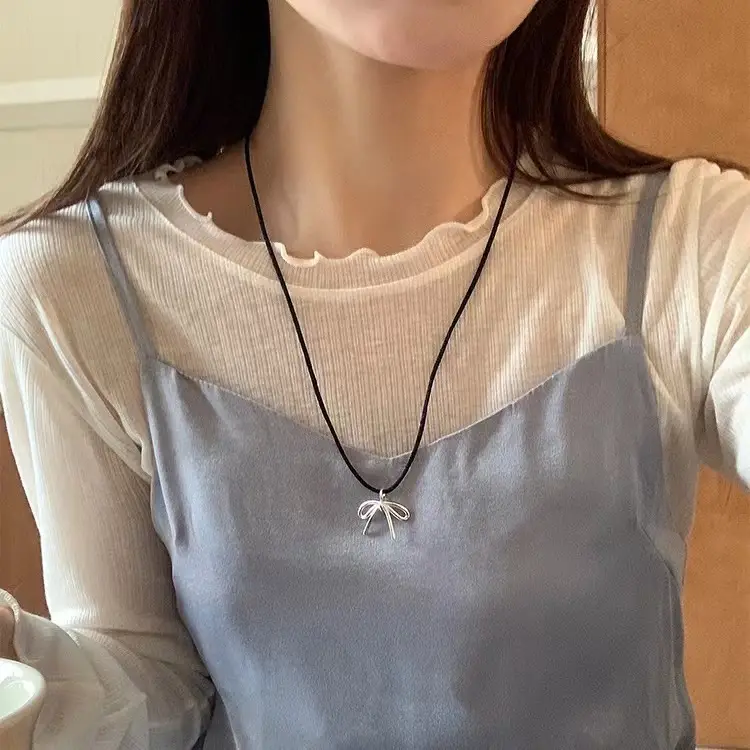 French Style Pearl Bow Necklace for Women — feature 50