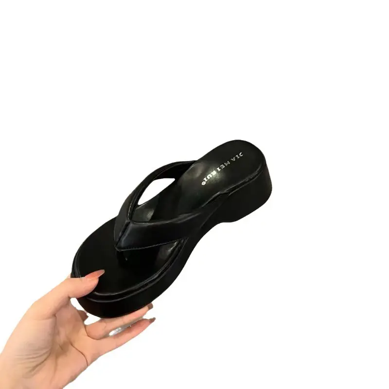 Women's Cream Thick-Heeled Flip Flops 2025 - Image 8