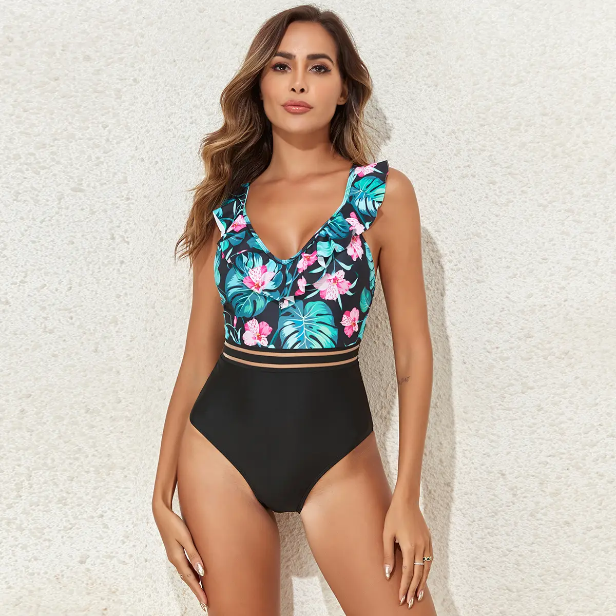 2024 Xingcheng foreign trade multi-color printed waist one-piece swimsuit onepiece European and American sexy backless one-piece swimsuit — feature 31