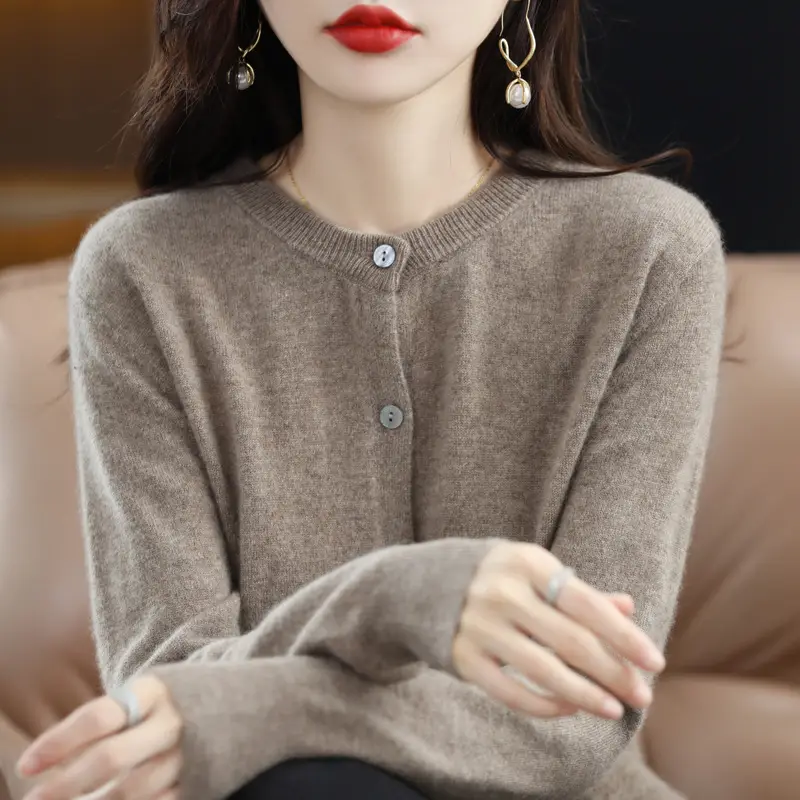 Women's 2023 Knitted Cardigan Red Long Sleeve - Image 15