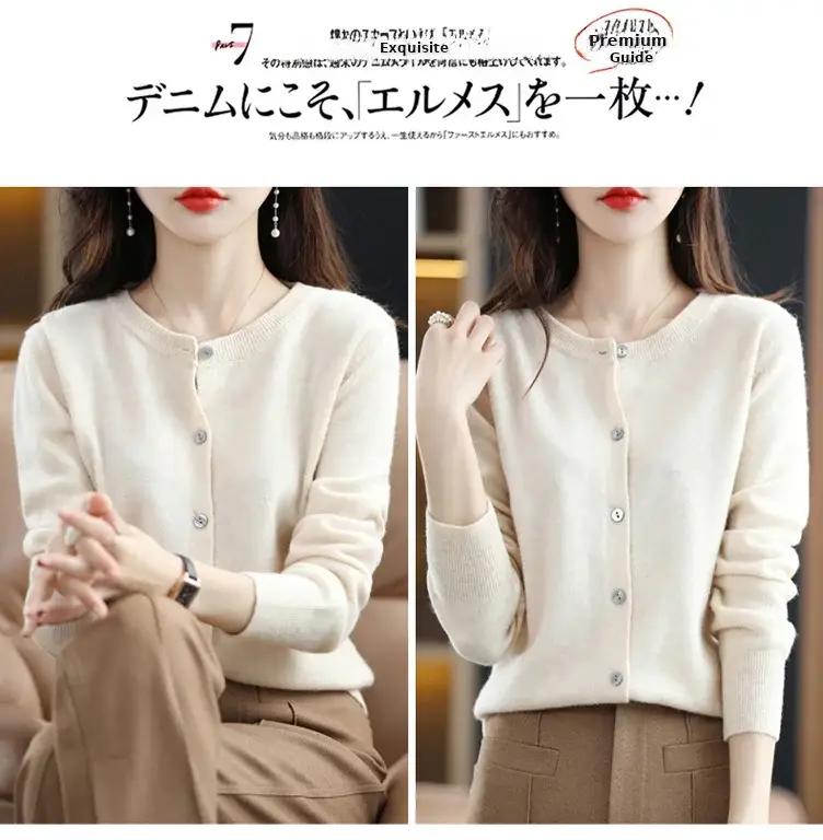 Women's 2023 Knitted Cardigan Red Long Sleeve — feature 12