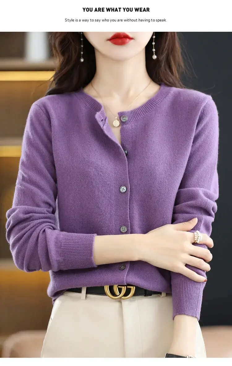 Women's 2023 Knitted Cardigan Red Long Sleeve — feature 13